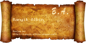 Banyik Albin névjegykártya